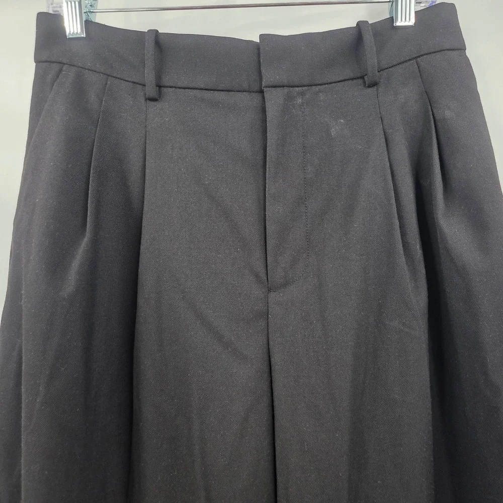 MADEWELL THE HARLOW SUPERWIDE LEG TROUSER PANTS WOMENS SIZE 4 TALL BLACK PLEATED - Picture 5 of 16